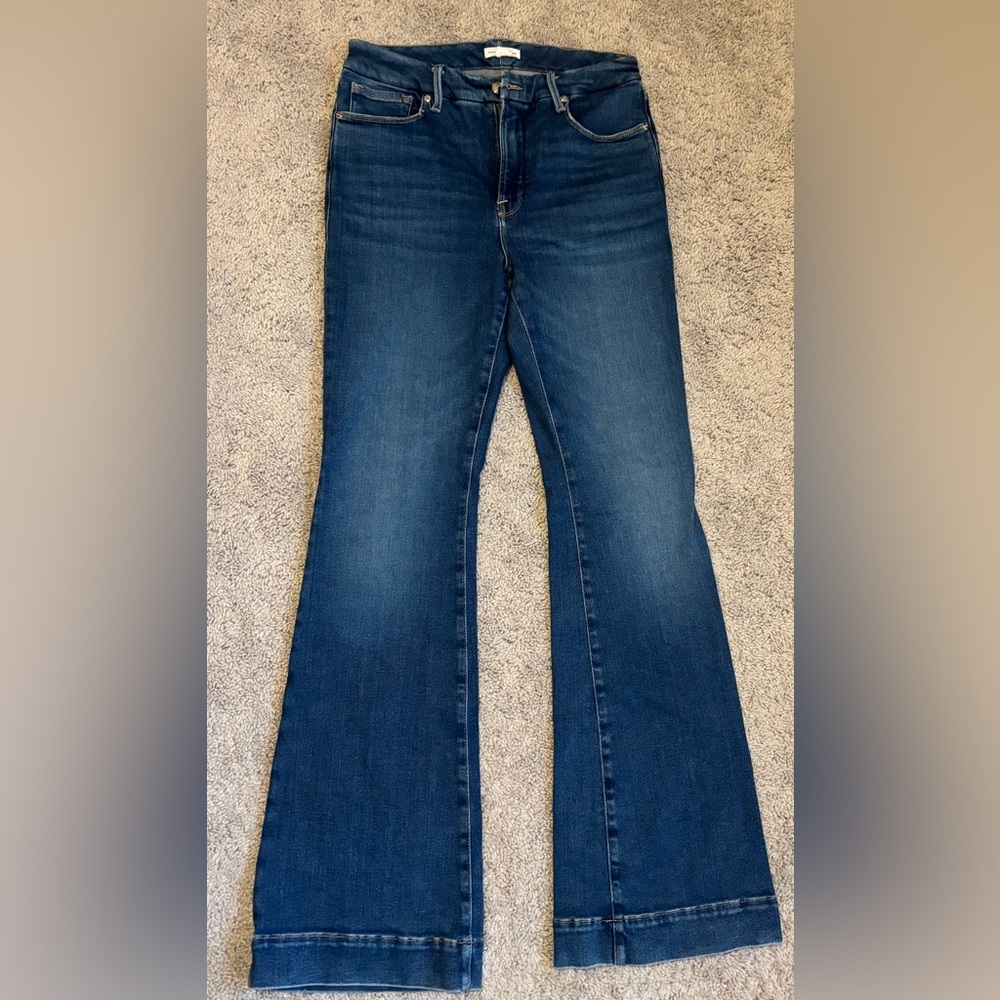Good American Blue Flare Wide Leg Jeans